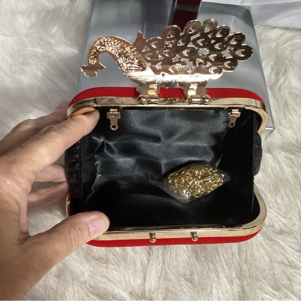 Gorgeous “Jeweled” Rhinestone Peacock Clutch Shoulder Bag NWOT